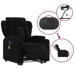 vidaXL Fotoliu electric de masaj rabatabil cu ridicare, negru, textil