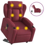 vidaXL Fotoliu de masaj electric rabatabil cu ridicare roșu vin textil vidaXL Fotoliu de masaj electric rabatabil cu ridicare roșu vin textil
