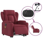 vidaXL Fotoliu de masaj electric rabatabil cu ridicare roșu vin textil vidaXL Fotoliu de masaj electric rabatabil cu ridicare roșu vin textil