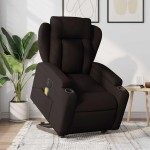 vidaXL Fotoliu electric masaj rabatabil cu ridicare maro închis textil vidaXL Fotoliu electric masaj rabatabil cu ridicare maro închis textil