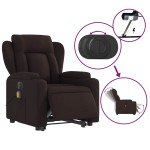 vidaXL Fotoliu electric masaj rabatabil cu ridicare maro închis textil vidaXL Fotoliu electric masaj rabatabil cu ridicare maro închis textil