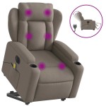 vidaXL Fotoliu electric masaj rabatabil cu ridicare, gri taupe, textil