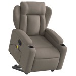 vidaXL Fotoliu electric masaj rabatabil cu ridicare, gri taupe, textil