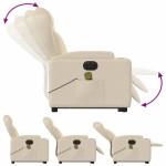vidaXL Fotoliu electric de masaj rabatabil cu ridicare, crem, textil vidaXL Fotoliu electric de masaj rabatabil cu ridicare, crem, textil