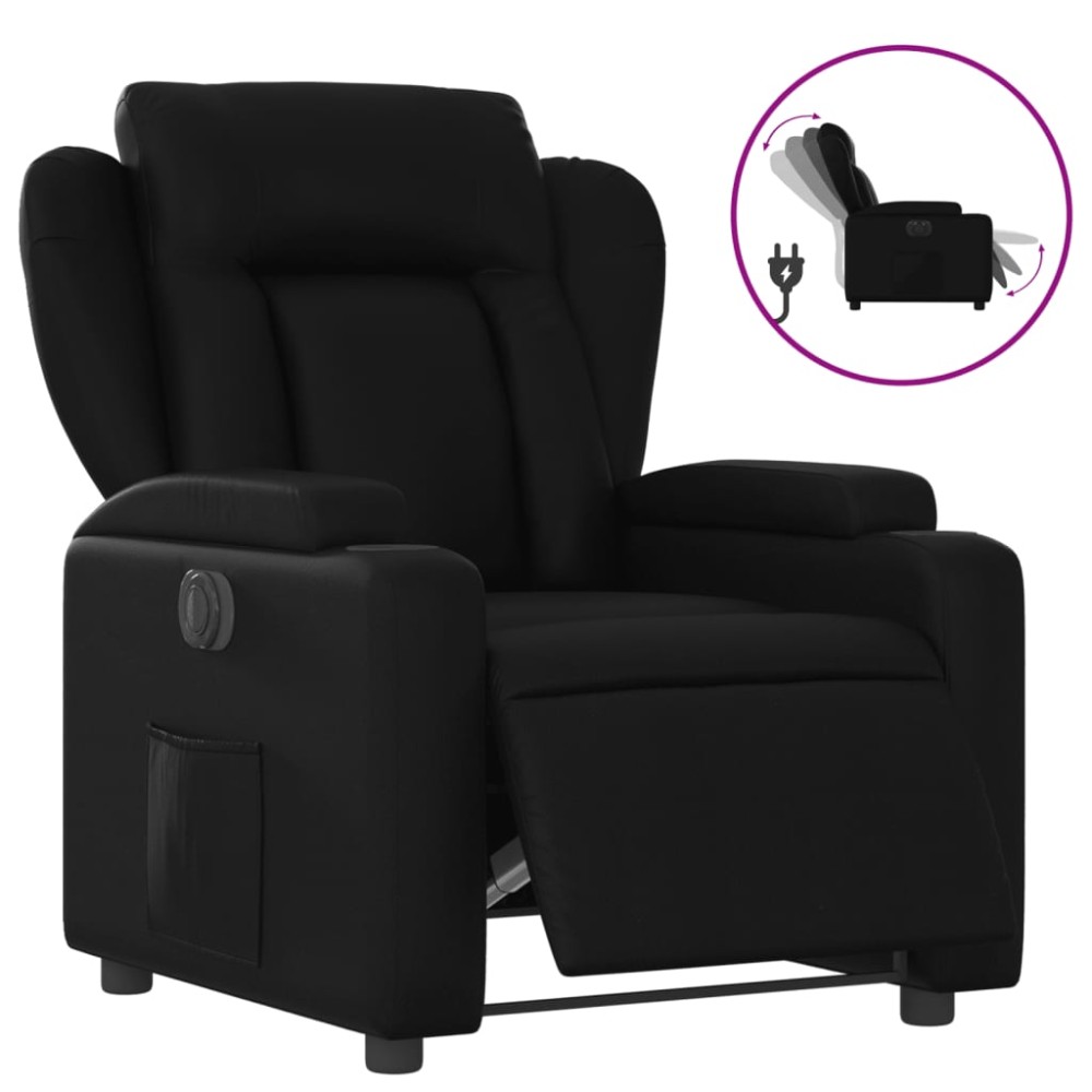 vidaXL Fotoliu rabatabil electric, negru, piele ecologică
