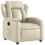 vidaXL Fotoliu rabatabil electric, crem, piele ecologică