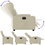 vidaXL Fotoliu rabatabil electric, crem, piele ecologică