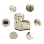 vidaXL Fotoliu rabatabil electric, crem, piele ecologică