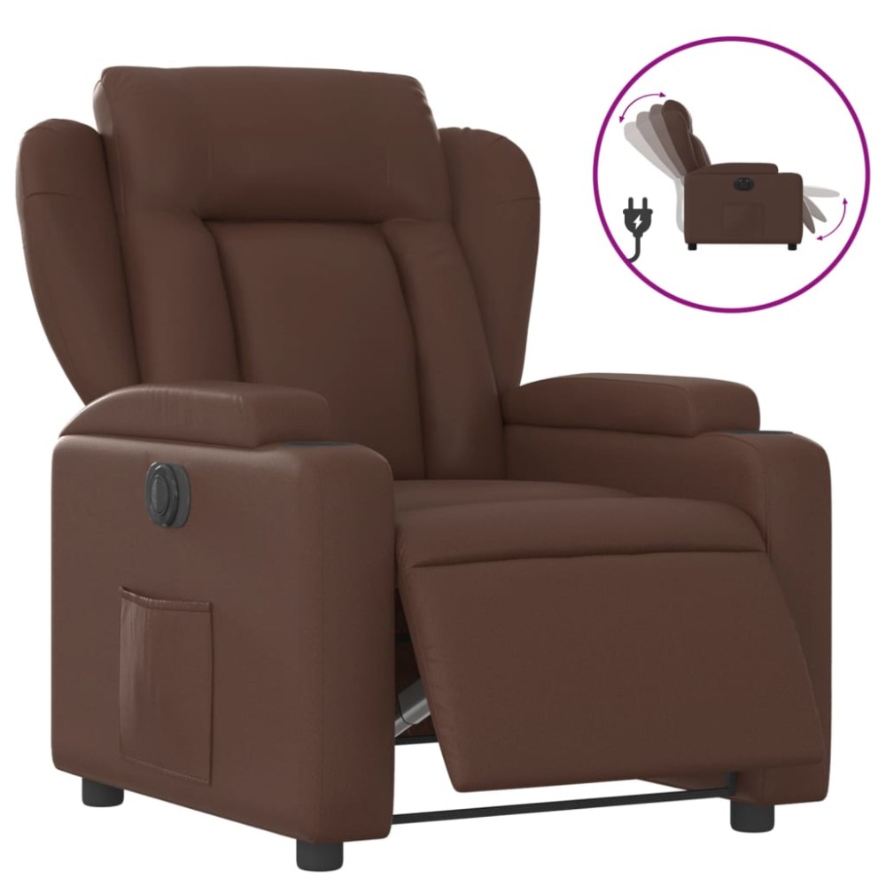 vidaXL Fotoliu rabatabil electric, maro, piele ecologică