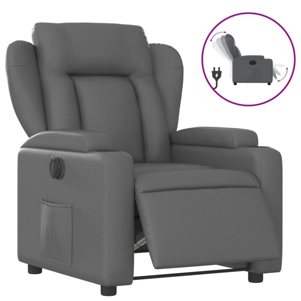 vidaXL Fotoliu rabatabil electric, gri, piele ecologică