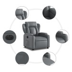 vidaXL Fotoliu rabatabil electric, gri, piele ecologică