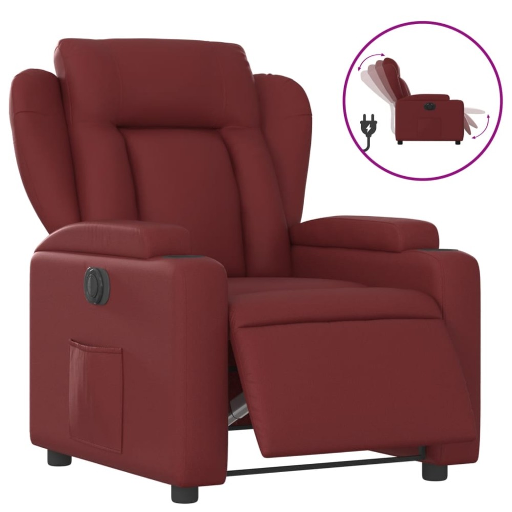 vidaXL Fotoliu rabatabil electric, roșu vin, piele ecologică