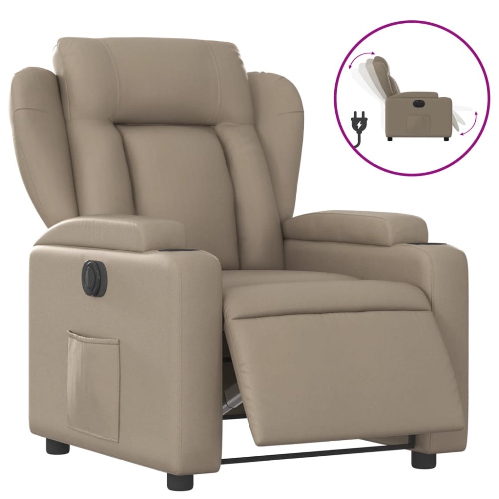 vidaXL Fotoliu rabatabil electric, cappuccino, piele ecologică