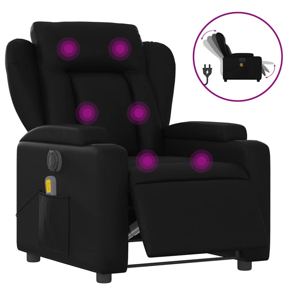 vidaXL Fotoliu electric de masaj rabatabil, negru, piele ecologică