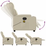 vidaXL Fotoliu electric de masaj rabatabil, crem, piele ecologică