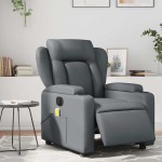 vidaXL Fotoliu de masaj electric rabatabil, gri, piele ecologică vidaXL Fotoliu de masaj electric rabatabil, gri, piele ecologică