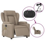 vidaXL Fotoliu electric masaj rabatabil, cappuccino, piele ecologică