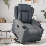 vidaXL Fotoliu rabatabil cu ridicare, gri, piele ecologică vidaXL Fotoliu rabatabil cu ridicare, gri, piele ecologică