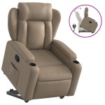 vidaXL Fotoliu rabatabil cu ridicare, cappuccino, piele ecologică