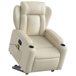 vidaXL Fotoliu rabatabil cu ridicare, crem, piele ecologică