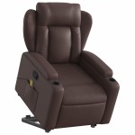 vidaXL Fotoliu de masaj rabatabil cu ridicare, maro, piele ecologică