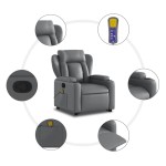vidaXL Fotoliu rabatabil cu ridicare, gri, piele ecologică