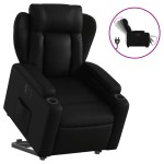 vidaXL Fotoliu rabatabil electric cu ridicare, negru, piele ecologică