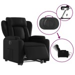 vidaXL Fotoliu rabatabil electric cu ridicare, negru, piele ecologică