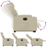 vidaXL Fotoliu rabatabil electric cu ridicare, crem, piele ecologică