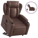 vidaXL Fotoliu rabatabil electric cu ridicare, maro, piele ecologică