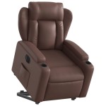 vidaXL Fotoliu rabatabil electric cu ridicare, maro, piele ecologică