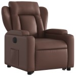vidaXL Fotoliu rabatabil electric cu ridicare, maro, piele ecologică