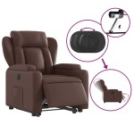 vidaXL Fotoliu rabatabil electric cu ridicare, maro, piele ecologică