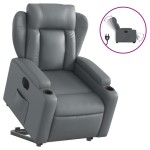 vidaXL Fotoliu rabatabil electric cu ridicare, gri, piele ecologică