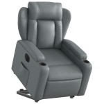 vidaXL Fotoliu rabatabil electric cu ridicare, gri, piele ecologică