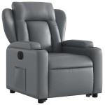 vidaXL Fotoliu rabatabil electric cu ridicare, gri, piele ecologică