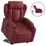 vidaXL Fotoliu rabatabil electric cu ridicare, roșu vin