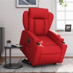 vidaXL Fotoliu rabatabil electric cu ridicare, roșu, piele ecologică