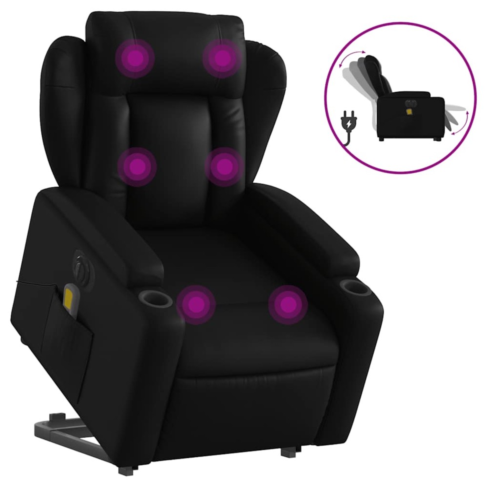 vidaXL Fotoliu electric masaj rabatabil cu ridicare, negru