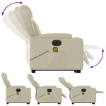 vidaXL Fotoliu electric masaj rabatabil cu ridicare, crem