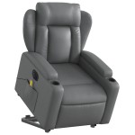 vidaXL Fotoliu masaj rabatabil electric cu ridicare, gri, piele eco