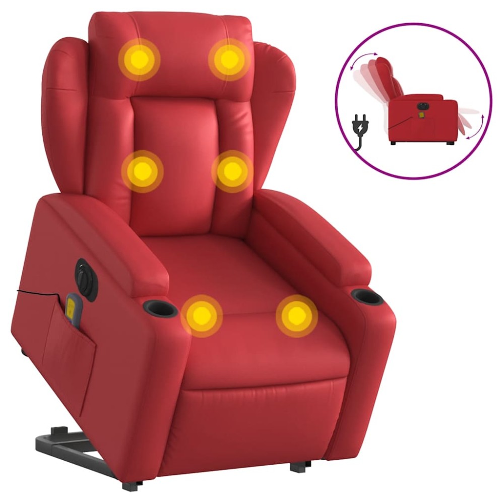 vidaXL Fotoliu electric masaj rabatabil cu ridicare, roșu
