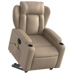 vidaXL Fotoliu electric masaj rabatabil cu ridicare, cappuccino
