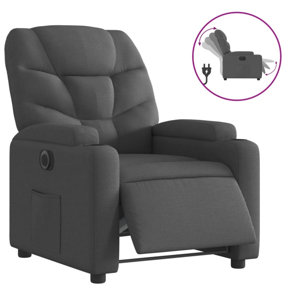 vidaXL Fotoliu rabatabil electric, negru, material textil