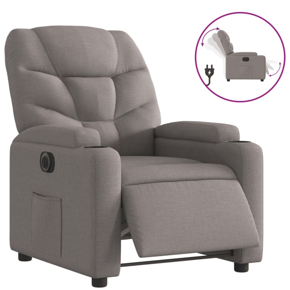 vidaXL Fotoliu rabatabil electric, gri taupe, material textil