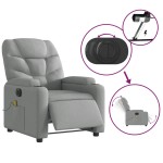 vidaXL Fotoliu electric de masaj rabatabil, gri deschis, microfibră