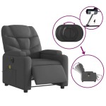 vidaXL Fotoliu electric de masaj rabatabil, gri închis, textil