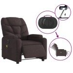 vidaXL Fotoliu electric de masaj rabatabil, maro închis, textil