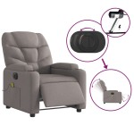 vidaXL Fotoliu electric de masaj rabatabil, gri taupe, textil