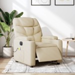 vidaXL Fotoliu electric de masaj rabatabil, crem, textil